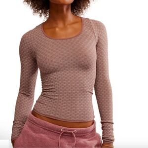 Free People Intimately Love Letter Long Sleeve Shaved Chocolate